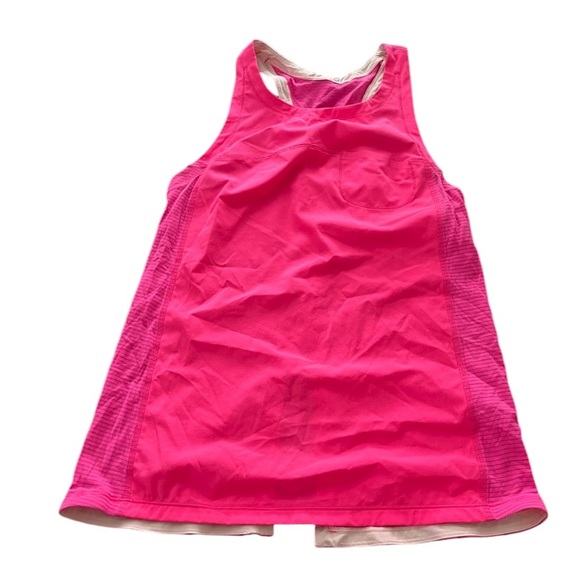 LuLuLemon Womens Pink Sleeveless Top Chest Pocket Open Back Racerback Size 6 - Picture 1 of 7